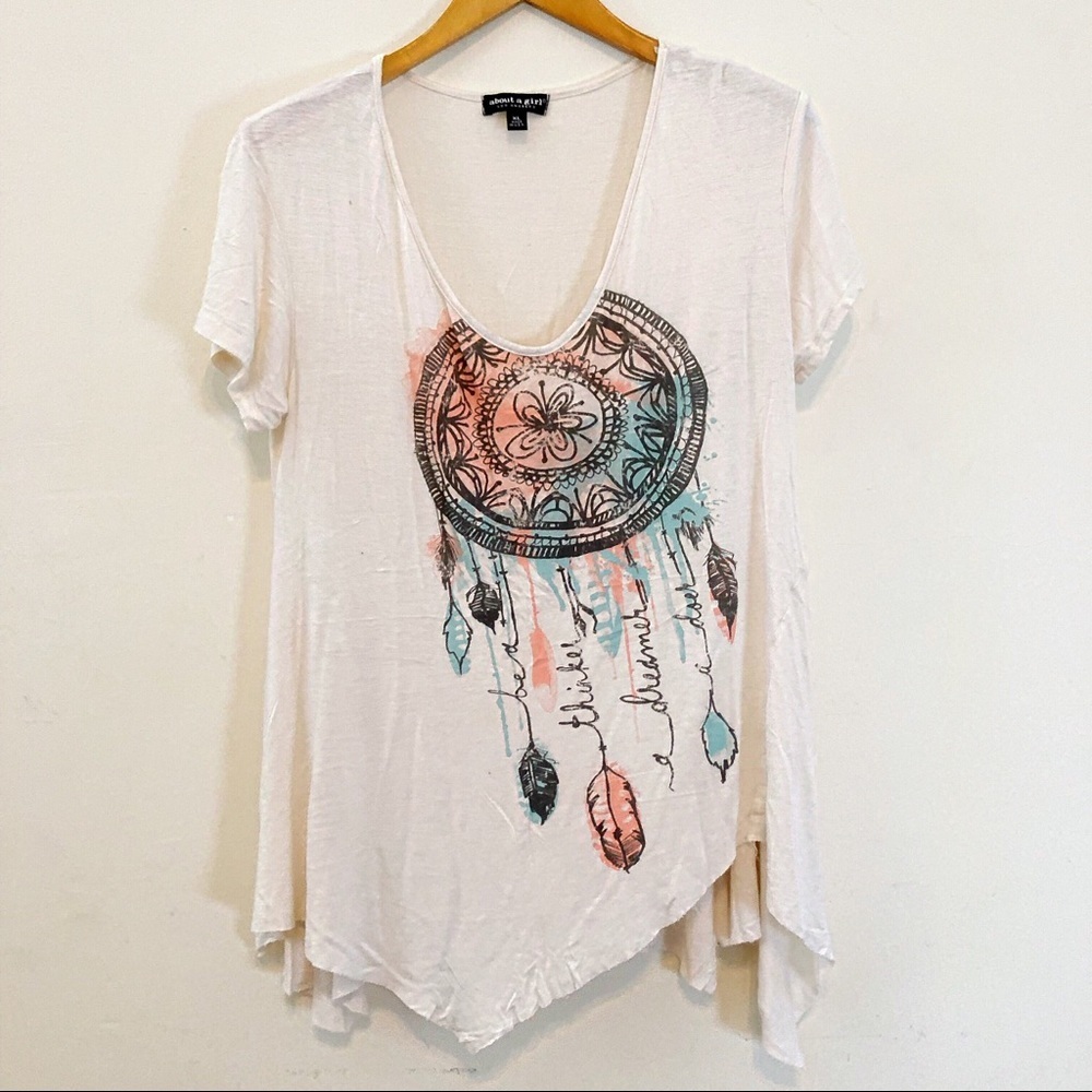 About A Girl Uneven Dreamcatcher Boho Shirt